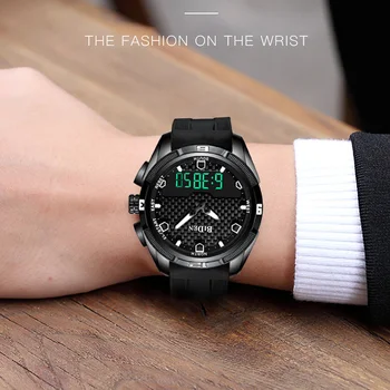 Modne militarne zegarki czarne silikonowe wodoodporne dorywczo sportowe męskie zegarki podwójny Cyfrowy podświetlenie męskie prezent zegarek