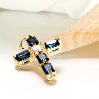 MOONROCY złoty kolor CZ niebieski Kryształ naszyjnik wisiorek krzyż naszyjnik dla kobiet dziewczyn dropshipping dla kobiet dziewczyn biżuteria prezent