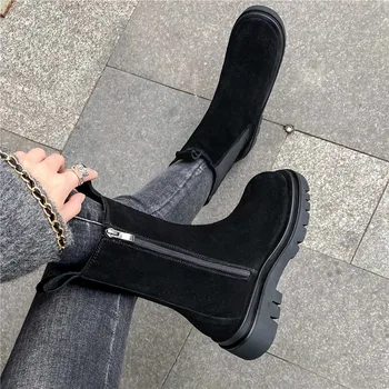 MORAZORA 2021 nowy pełna skóra naturalna buty natura wełna jest ciepła zima, śnieg buty Damskie zamek Chelsea boots Damskie futrzane kostki Botas