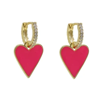 Mulricolored emal Heart kolczyki kolczyki dla kobiet 2020 nowości różowy niebieski wiszące kolczyki Oorbellen biżuteria damska gorące