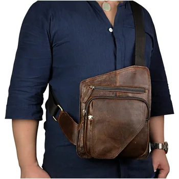 Męska skóra naturalna moda casual, portfel, telefon torba projektant mały кроссбоди piersi sling plecak torba na ramię dla mężczyzn b214