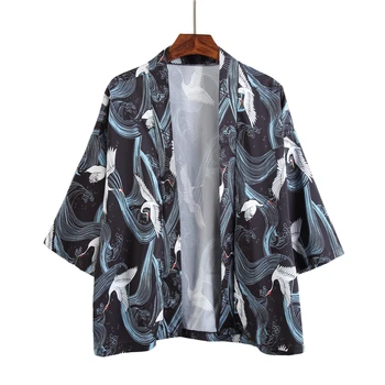 Męski zawór wzór kimono szlafrok kurtki japoński sweter retro płaszcz tradycyjna odzież Streatwear Tang garnitur ханфу mężczyźni