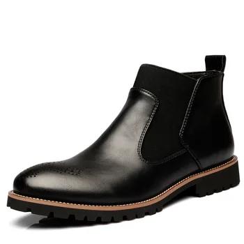 Męskie buty chelsea Slip-on wodoodporne botki mężczyźni броги modne buty mikrofibra obuwie duży rozmiar rtgg67