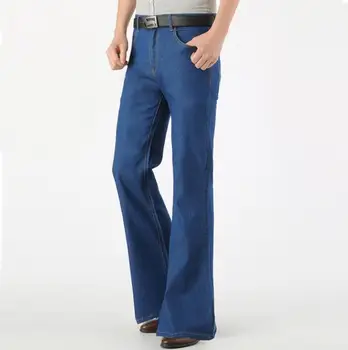 Męskie dżinsy-dzwony cienkie letnie retro nostalgiczne bootcut Vintage denim spodnie