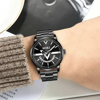 Męskie zegarek ze stali nierdzewnej złote luksusowe biznes-kalendarz zegarek dorywczo świecące zegarek Kwarcowy zegarek Relogio Masculino