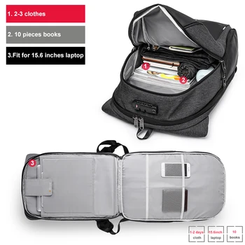 Mężczyźni TSA Anti Theft plecak o dużej pojemności 17,3 cala USB plecak dla mężczyzn kobiet 15,6