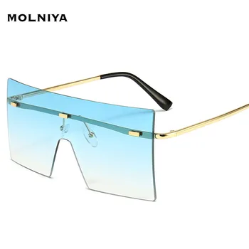 Na przewymiarowany okulary bez oprawek kobiety mężczyźni okulary Przeciwsłoneczne odcienie luksusowej marki One Piece okulary gafas de sol