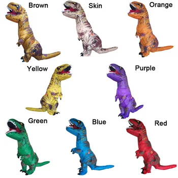 NADMUCHIWANY dinozaur T REX stroje dla dorosłych czerwony zielony niebieski brązowy fioletowy żółty pomarańczowy kolor skóry T-rex Costume Party For Men