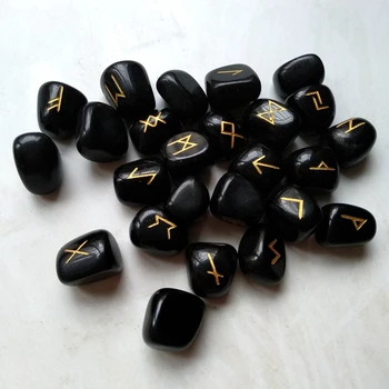 Naturalny Kryształ kamienie runiczne zestaw czarny obsydian spadające kamienie викингские runy Nordicas Amulet wróżenie z listy rzemiosła 25szt