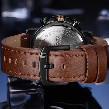 NAVIFORCE Top Brand luksusowe męskie zegarek cyfrowy wodoodporny sportowy pasek skórzany zegarek z alarmem podwójny wyświetlacz data zegarek dla mężczyzn