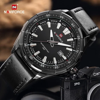NAVIFORCE zegarki męskie 2020 luksusowej marki sport wojskowy zegarek kwarcowy męskie skórzane wodoodporne zegarki męskie Reloj Hombre