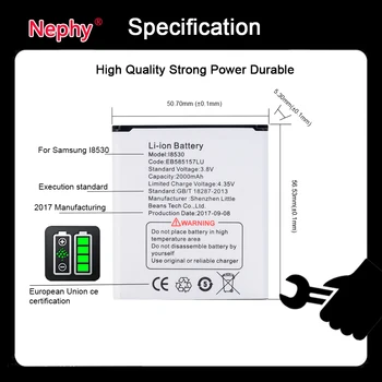 Nephy oryginalny EB585157LU bateria do Samsung Galaxy Win i8552 i8558 i8550 i8530 GT-I8552 GT-I8530 telefon nowy akumulator