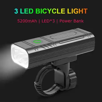 NEWBOLER szybkie ładowanie 3 LED rower światło 5200mAh potężny rower Reflektor wodoodporny na rower latarka jazda na Rowerze lampa jak Power Bank
