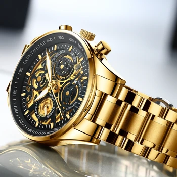 NIBOSI 2020 nowe złote zegarki męskie Sportowe zegarek kwarcowy luksusowe męskie świecące wodoodporny zegarek Creative Relogio Masculino
