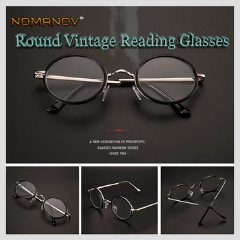 NOMANOV = okrągły retro starodawny wielowarstwowe soczewki pełna felgi aluminiowe luksusowe Kobiety Mężczyźni okulary do czytania +0.75 +1 +1.25 +1.5 +1.75 +2то+4