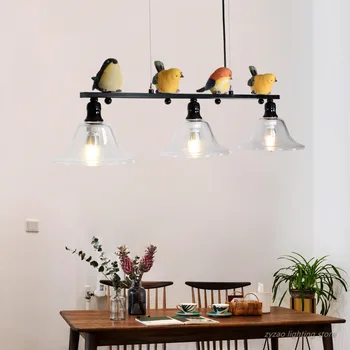 Nordic Pastoral Żywicy Ptak Lampa Led Lampy Wiszące Jadalnia Restauracja Wystrój Domu Nasufitowe Prosty Rocznika Projektant Lampy