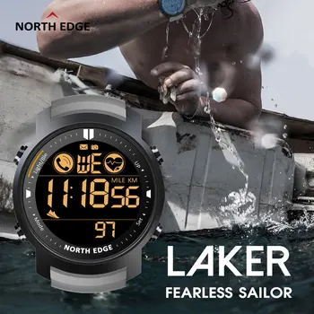 NORTH EDGE LAKER Smart Watch Men Heart Rate Monitor wodoszczelny 50 m pływanie, bieganie, sport, krokomierz, stoper Smartwatch