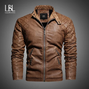 Nowa dostawa Wiosna męska skórzana kurtka, moda Vintage skórzany płaszcz mężczyźni plus rozmiar M-4XL stoisko kołnierz płaszcz męski chaqueta hombre