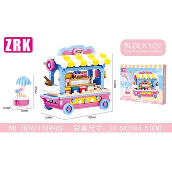 Nowa dostawa ZRK mini building blocks game car ice cream car candy car mini DIY bricks diamond creative toys for brithday gifts