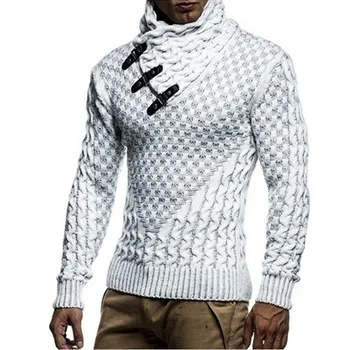 Nowa marka odzieżowa szczupły mężczyzna z dzianiny klapy z długim rękawem golf golf jednolity kolor zwykły sweter dla mężczyzn zima wysokiej szyi