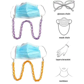 Nowa maska wisi lina maska do twarzy łańcuch dla kobiet wielobarwne koraliki punkty łańcuchy antypoślizgowe okulary paski uchwyt na szyi sznur