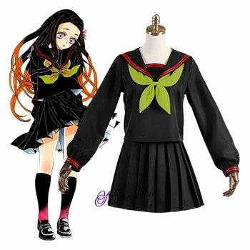 Nowe anime Zabójca Demonów Kimetsu no Yaiba cosplay kostium камадо Незуко Макомо japoński mundurek szkolny матросский strój kobiecy strój