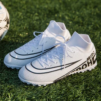 Nowe buty piłkarskie FG AG męskie buty piłkarskie dziecięce buty do piłki nożnej treningowe buty do piłki nożnej wysokie kostki sportowe buty do biegania męskie dropshipping