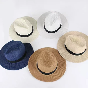 Nowe lato unisex Taśma roleta kapelusz codzienny wypoczynek Panama Cylinder kapelusz słomkowy kapelusz kobiety plaża jazz męskie kapelusze składany kapelusz