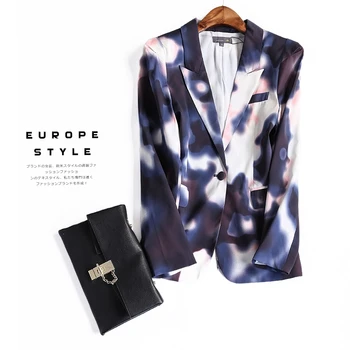 Nowe prace blezery dla pani biura eleganckie damskie cienkie żakiety kurtki vintage print dobry OL blazer feminino chaquetas mujer NS209