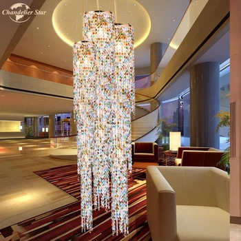 Nowoczesne, luksusowe kryształowe żyrandole oświetlenie do salonu hotel duży schody sypialnia restauracja led połysk kryty lampy