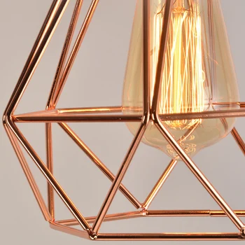 Nowoczesny skandynawski metalowa lampa podwieszana lampa przemysłowa wzór pokrycie różowego złota klatka kreatywny podwieszana lampa restauracja, salon