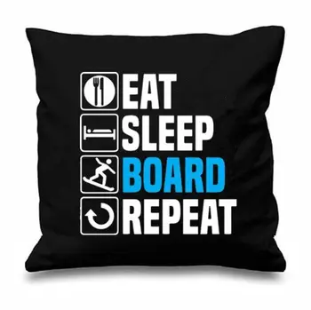 Nowość Eat Sleep Board Repeat Throw Poszewka Snowboard Border Poszewka Zabawny Cytat Prezenty Zimowy Wystrój Domu Dwie Strony