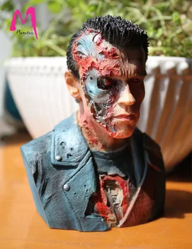 [Nowy] 24 cm Terminator t800 rozmieszczone dowolnie 1:4 biust Arnold Schwarzenegger żywica figurka statuetka zabawka walki obrażenia kolekcja model dekoracji stołu