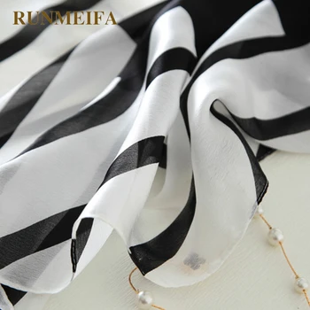 Nowy design czarny/biały w paski jedwabny szalik moda damska luksusowy szal 180x90cm podróży roleta szal Bufandas dla pań