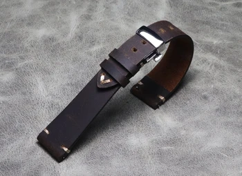 Nowy design smukły skóry wołowej skóry watchband 20 mm Zegarki Akcesoria watchband retro ciemno-brązowy motyl klamra, pasek do zegarków SEIKO