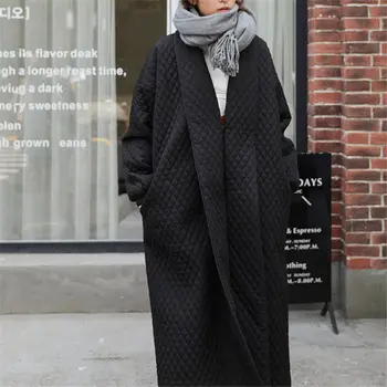 Nowy duży rozmiar koreańskie płaszcz kobiety Jesień Zima codzienne długi płaszcz frotte bawełniane kurtki temat cienkie parki kurtka f1530