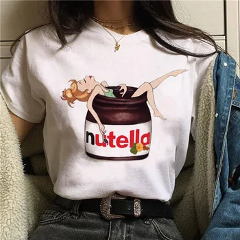 Nutella Damskie koszulki Harajuku kreskówka bluzki moda koreański styl koszulki Damskie t-shirty damskie letnie z krótkim rękawem nowe koszulki