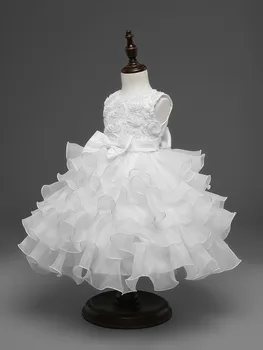 Odzież dla dzieci 1 dziecko dziewczyny odzież urodziny sukienka Puffball europejski styl 3 6 12 18 24 miesiąc dziewczynka kwiat sukienka
