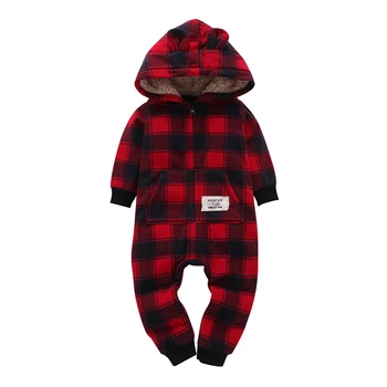 Odzież dla dziewczynek punkt z długim rękawem kombinezon z kapturem noworodka dziecko polar miłość kombinezon 2019 unisex noworodek chłopiec zimowy strój