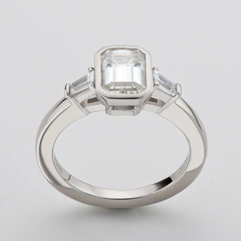 OEVAS Real 2 karat D kolor Szmaragd Cut Moissanote pierścienie dla kobiet 925 srebro musujące ślub wykwintne biżuteria