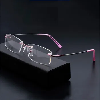 OEYEYEO nowy męski elastyczny stop prosta obramowania oprawki do okularów damskie Diamentowe wykończenie metalowe krótkowzroczność ramka optyczna