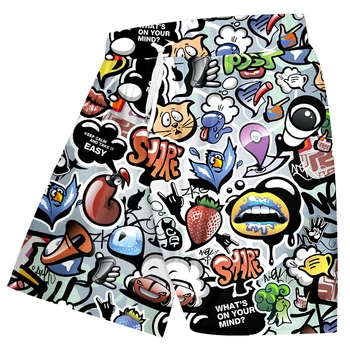 OGKB męskie gry planszowe spodenki letnie codzienne 3d psychodeliczne graffiti drukowane plażowe męskie krótkie spodnie wygodne meble ubrania oversize rozmiarach