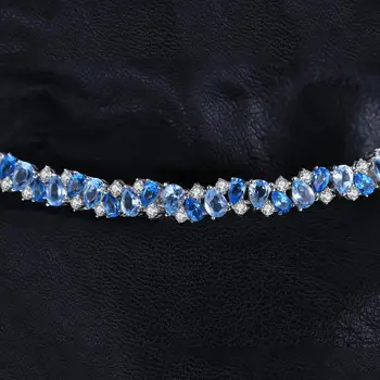 Ogromny 23ct naturalny londyn niebieski topaz 925 srebro bransoletka tenis kamienie bransoletki dla kobiet 925 srebro biżuteria