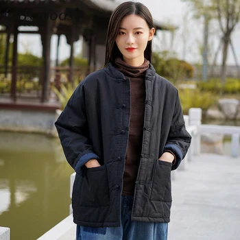 OriGoods kobiety płaszcz zimowy plus rozmiar grube ciepłe kurtki zimowe kurtki chiński styl płaszcz temat pikowane vintage płaszcz damski C302