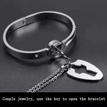 OUFEI Fashion Lovers Couple Jewelry Sets stal nierdzewna Love Heart Lock bransoletki klucz wisiorek naszyjnik zestaw par