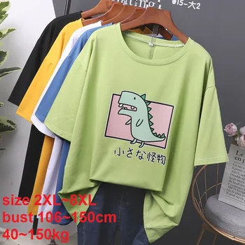 Oversize 5XL 6XL 7XL 8XL 40-150 kg t-shirt kobiety Harajuku Kawaii z krótkim rękawem T-shirtKorean styl koszulka damska top koszulki damskie