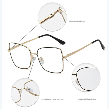Oversize kwadratowe okulary ramka odzież damska wysokiej jakości, jasny obiektyw nowy, luksusowy marka metalowa ramka okularów ramki dla kobiet