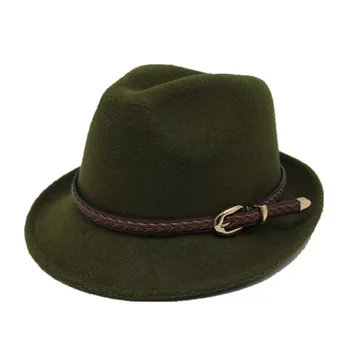 OZyc Europejski USA wełniana фетровая kapelusz Kowboj Jazz Cap Trend фетровая kapelusz фетровая kapelusz Panama czapka Шапо z paskiem ze skóry dla mężczyzn i kobiet