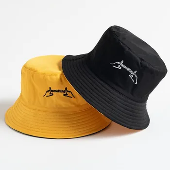 Panama mężczyźni kobiety lato wiadro kapelusz czarny biały palec list drukowanie Bob chłopcy hip-hop wędkarstwo czapki smutny chłopiec rybak kapelusz