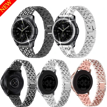 Pasek Samsung Galaxy Watch 3 41 mm 45 mm Active 2, metalowe, inkrustowane diamentami paski do zegarków samsung galaxy watch 42 mm 46 mm